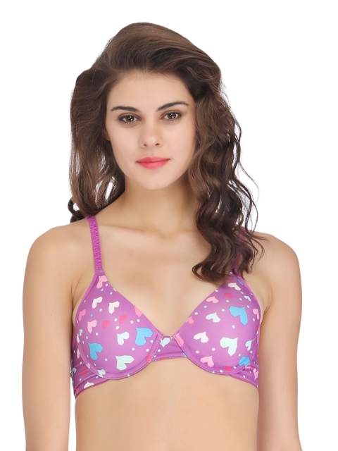 

Clovia Purple Printed Full-Coverage T-shirt Bra BR0676P15