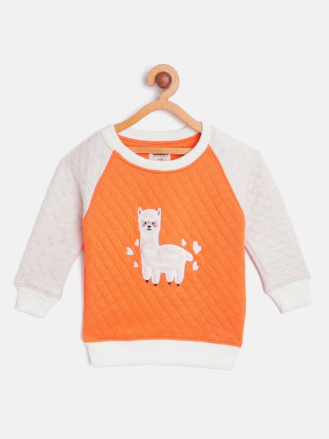 

GOJI Unisex Kids Orange & White Printed Sweatshirt