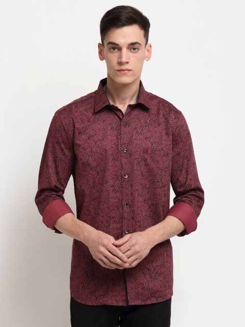 

La Mode Men Maroon Printed Slim Fit Party Shirt