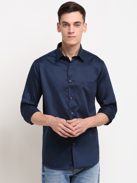 

La Mode Men Blue Slim Fit Pure Cotton Party Shirt