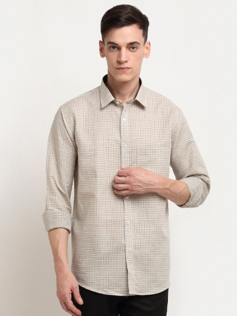 

La Mode Men Beige Slim Fit Checked Casual Shirt
