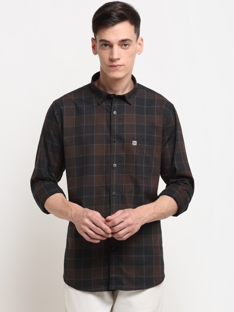 

La Mode Men Black Slim Fit Checked Casual Shirt