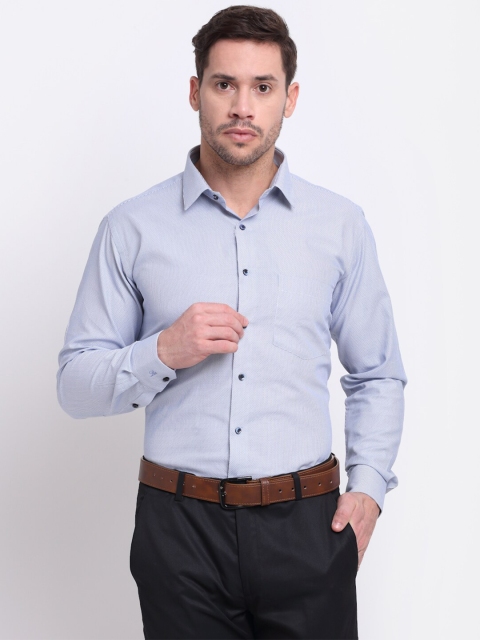 

La Mode Men Blue Slim Fit Printed Formal Shirt