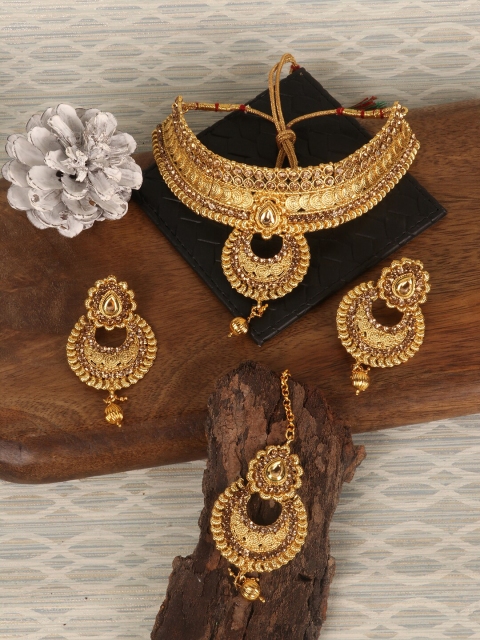 

PENNY JEWELS Gold Plated Bridal Stone Studded Jewellery Set