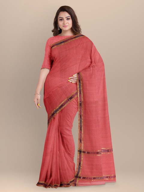 

APCO Rose & Gold-Toned Woven Design Pure Cotton Saree