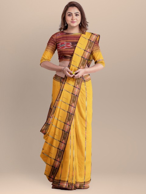 

APCO Brown & Yellow Woven Design Pure Cotton Saree