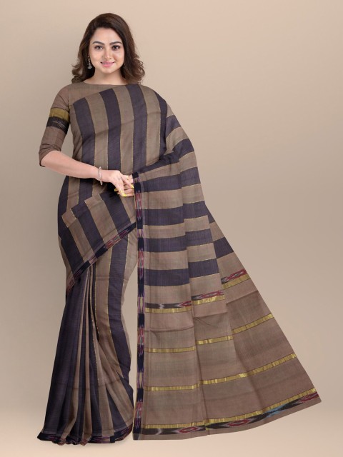 

APCO Camel Brown & Blue Woven Design Pure Cotton Saree