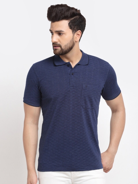 

VENITIAN Men Blue Polo Collar T-shirt