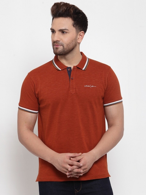 

VENITIAN Men Rust Polo Collar Slim Fit T-shirt