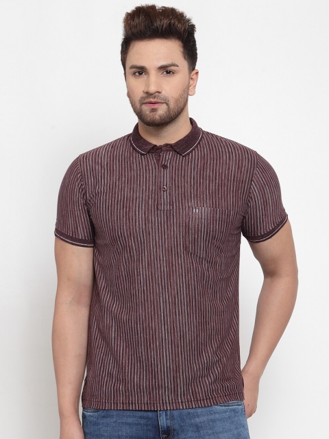 

VENITIAN Men Maroon Mandarin Collar Pockets Slim Fit T-shirt