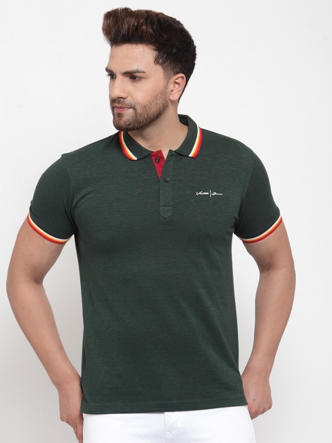 

VENITIAN Men Green Polo Collar Slim Fit T-shirt