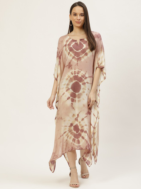 

Maaesa Women Brown Tie-Dye Printed Kaftan Nightdress