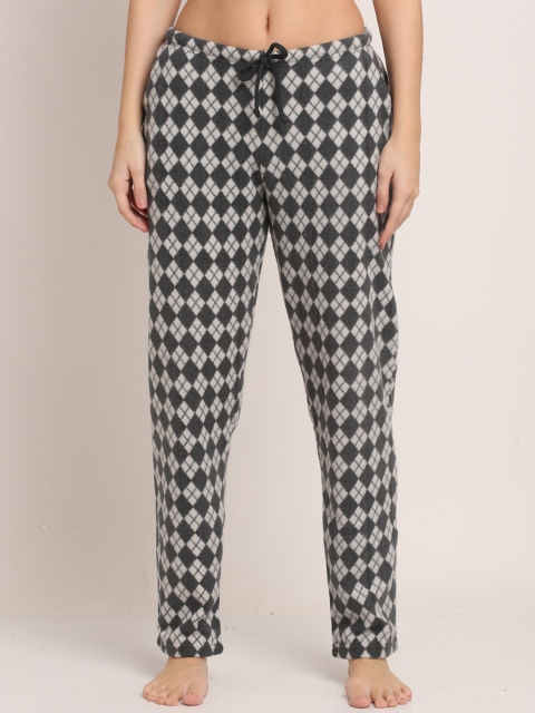 

Kanvin Women Grey & White Printed Lounge Pants