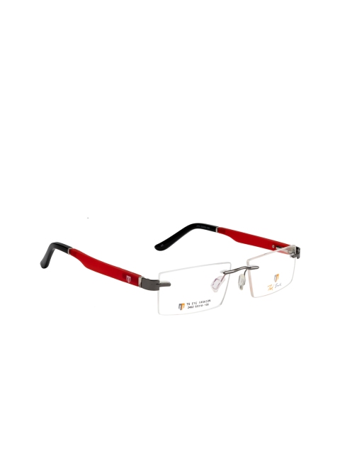 

Ted Smith Unisex Grey & Red Rimless Rectangle Frames