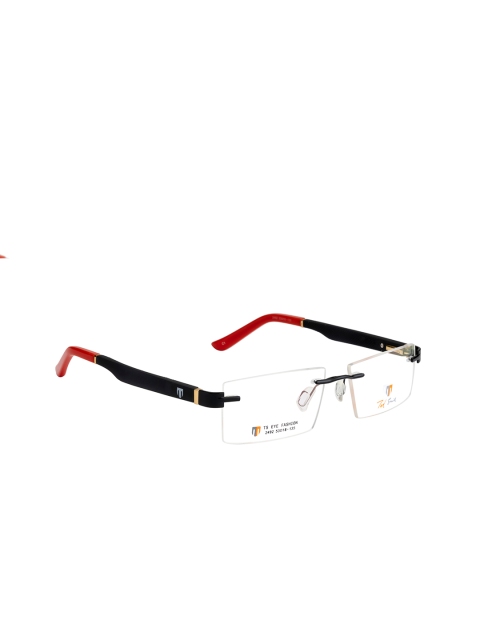 

Ted Smith Unisex Black & Red Rimless Rectangle Frames