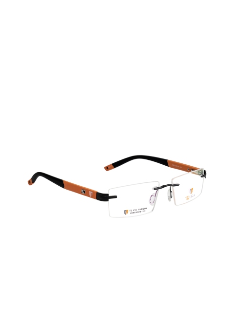 

Ted Smith Unisex Black & Brown Rimless Rectangle Frames