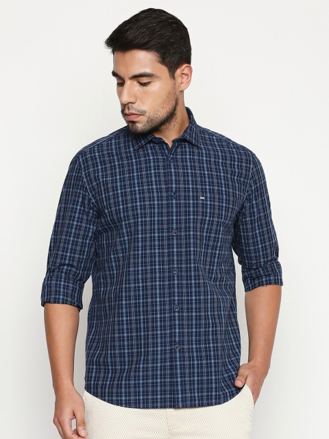 

Basics Men Grey Slim Fit Checked Casual Shirt