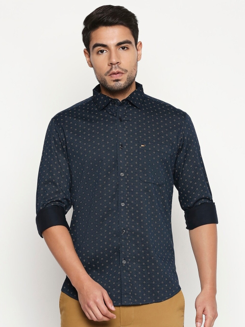 

Basics Men Teal Green Slim Fit Printed Casual Shirt
