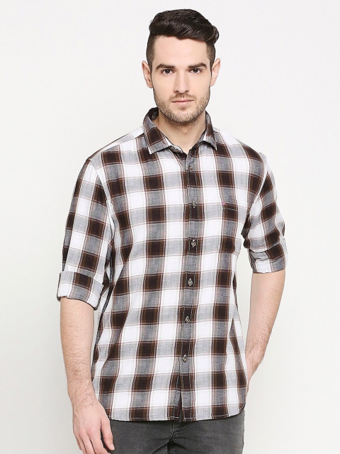 

Basics Men Olive Green Slim Fit Tartan Checks Casual Shirt