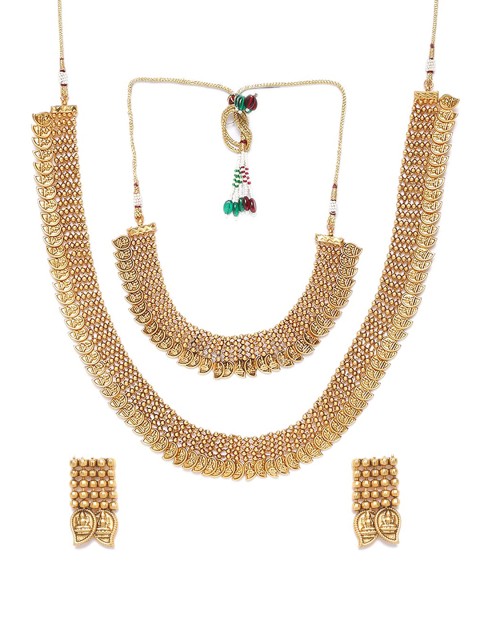 

GRIIHAM Women Gold Plated Mango Design Jewellery Set With Maang Tika