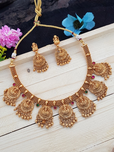

GRIIHAM Women Gold-Plated AD-Studded Antique Jewelry Set