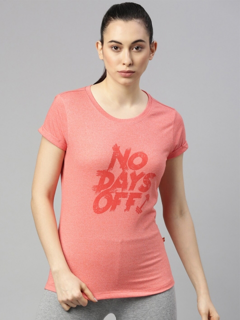 GOLDSTROMS Women Orange Printed Cotton T-shirt
