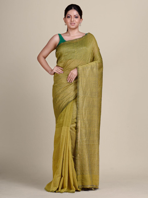 

Charukriti Green Woven Design Pure Cotton Khadi Saree