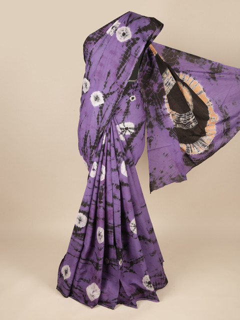 

Pothys Violet & Black Tie and Dye Pure Cotton Saree