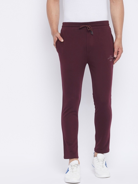 

QUBIC Men Burgundy Solid Slim Fit Cotton Blend Track Pants