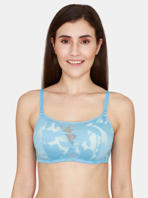 

Zivame Blue & White Floral Bra Lightly Padded