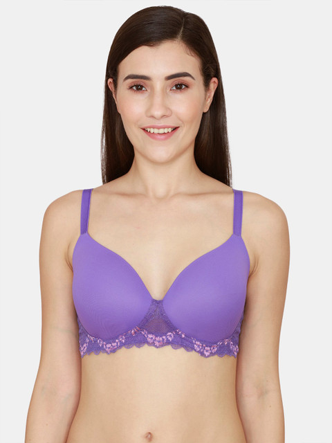 

Zivame Purple Floral Lightly Padded T-Shirt Bra