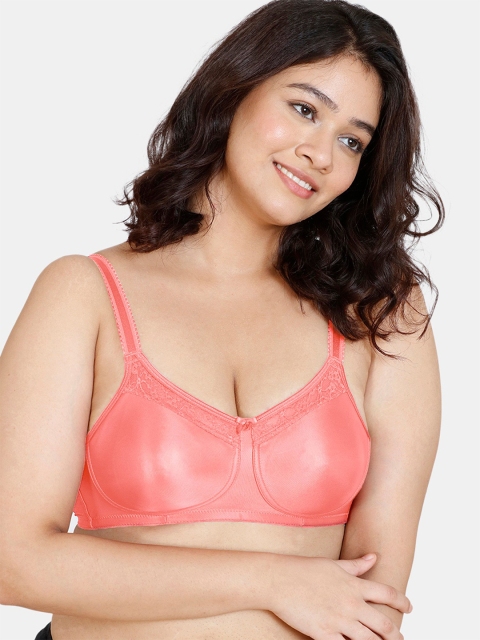 

Zivame Peach-Coloured Solid Non Wired Minimizer Bra