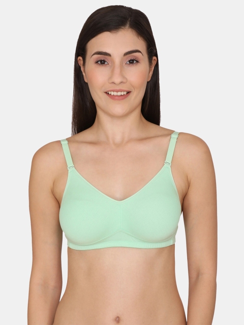 

Zivame Green Solid Non Padded Pure Cotton T Shirt Bra