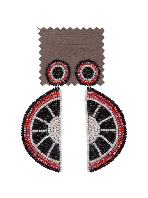 

Vdesi Black Embroidered Drop Earrings