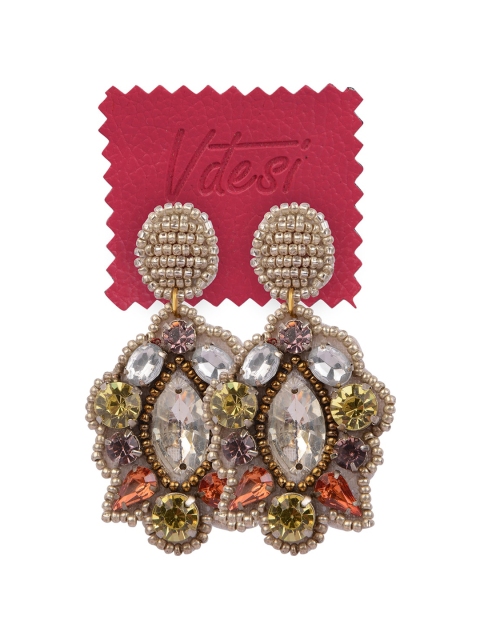 

Vdesi Beige Circular Drop Earrings