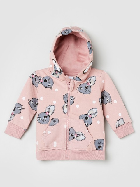 

max Girls Pink Printed Hooded Sweatshirt