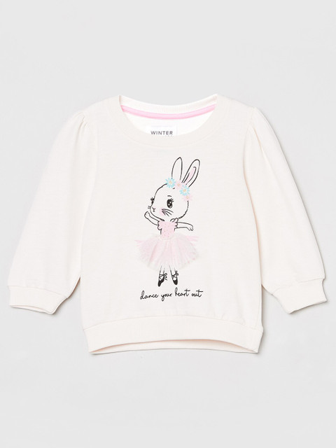 

max Girls Off White Printed Sweatshirt