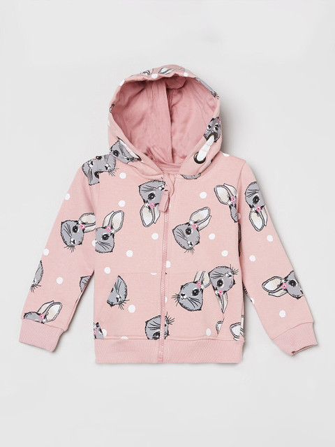 

max Girls Pink Printed Hooded Sweatshirt