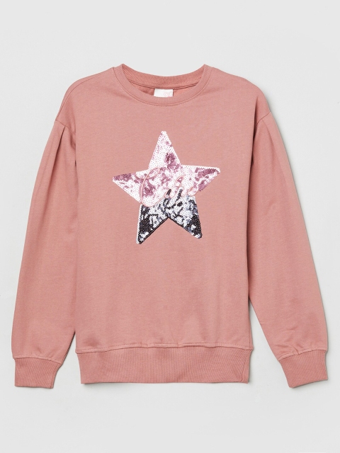 

max Girls Pink Embellished Pure Cotton Sweatshirt