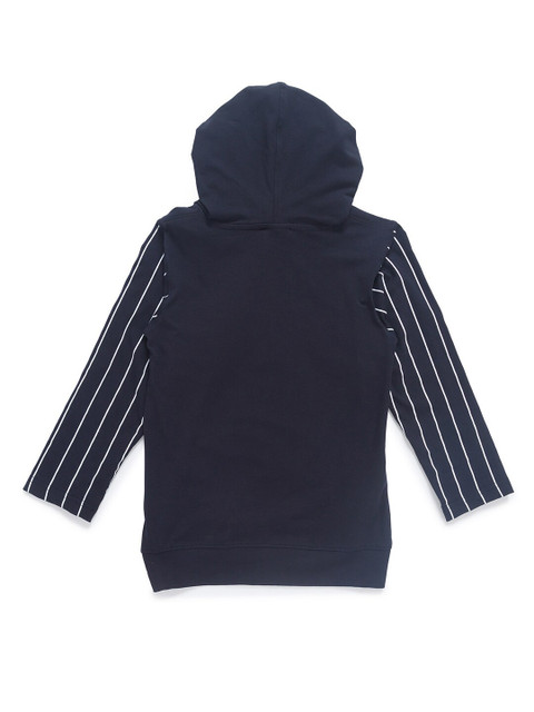 

CAVIO Boys Navy Blue Typography Striped T-shirt