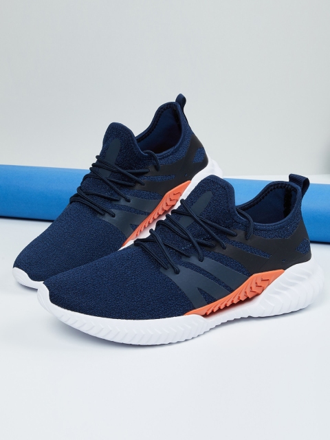

max Men Navy Blue Woven Design PU Sneakers