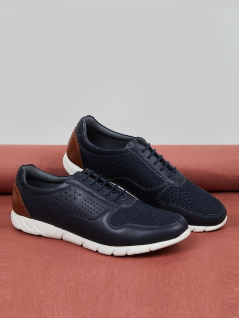 

max Men Navy Blue Textured PU Sneakers