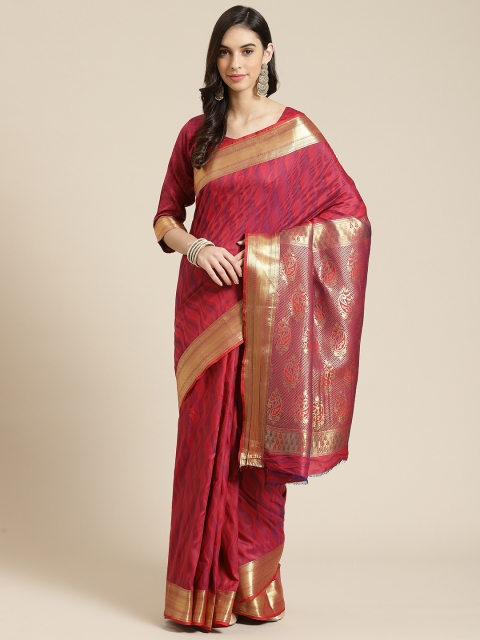 

Havida Sarees Red Silk Blend Kanjeevaram Saree