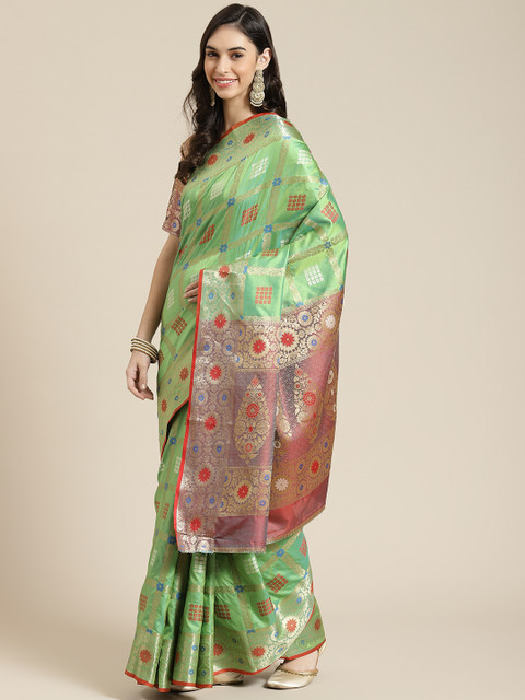 

Havida Sarees Green Bandhani Silk Blend Ready to Wear Bandhani Saree
