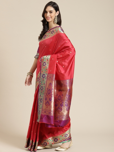 

Havida Sarees Pink Ethnic Motifs Silk Blend Banarasi Saree