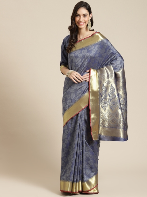 

Havida Sarees Grey Ethnic Motifs Silk Blend Kanjeevaram Saree