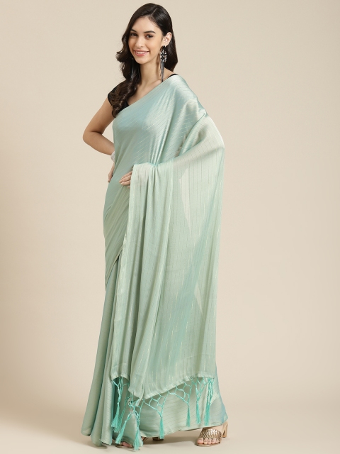 

Havida Sarees Blue Striped Pure Chiffon Ready to Wear Saree