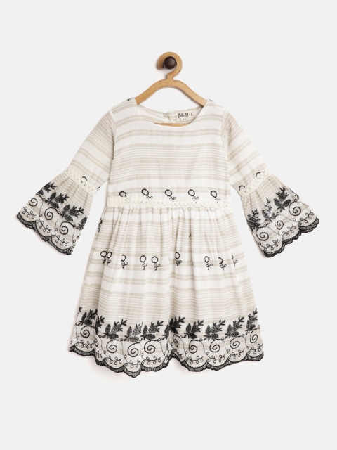 

Bella Moda Cream-Coloured & Black Ethnic Motifs Embroidered Dress