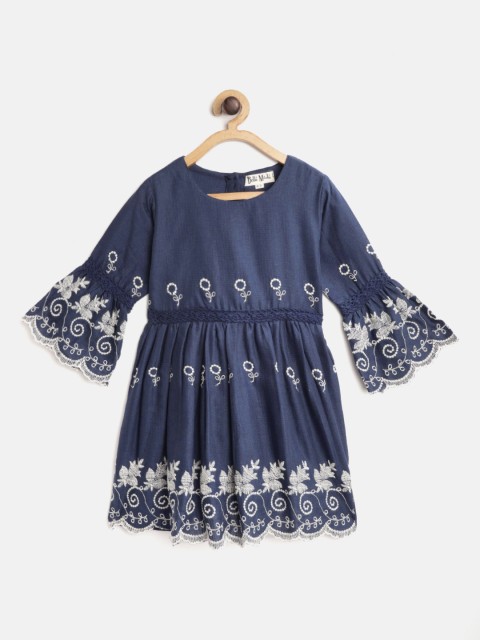 

Bella Moda Blue & White Ethnic Motifs Embroidered Dress