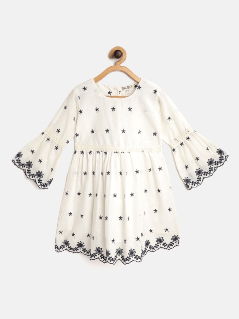 

Bella Moda Off White & Black Ethnic Motifs Embroidered Dress